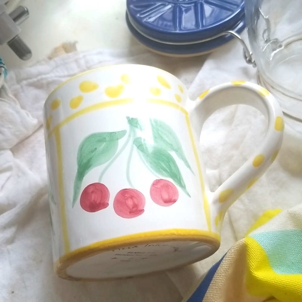 Mesa International Handcrafted In Italy Cherry Fruit Mug vintage 1989
